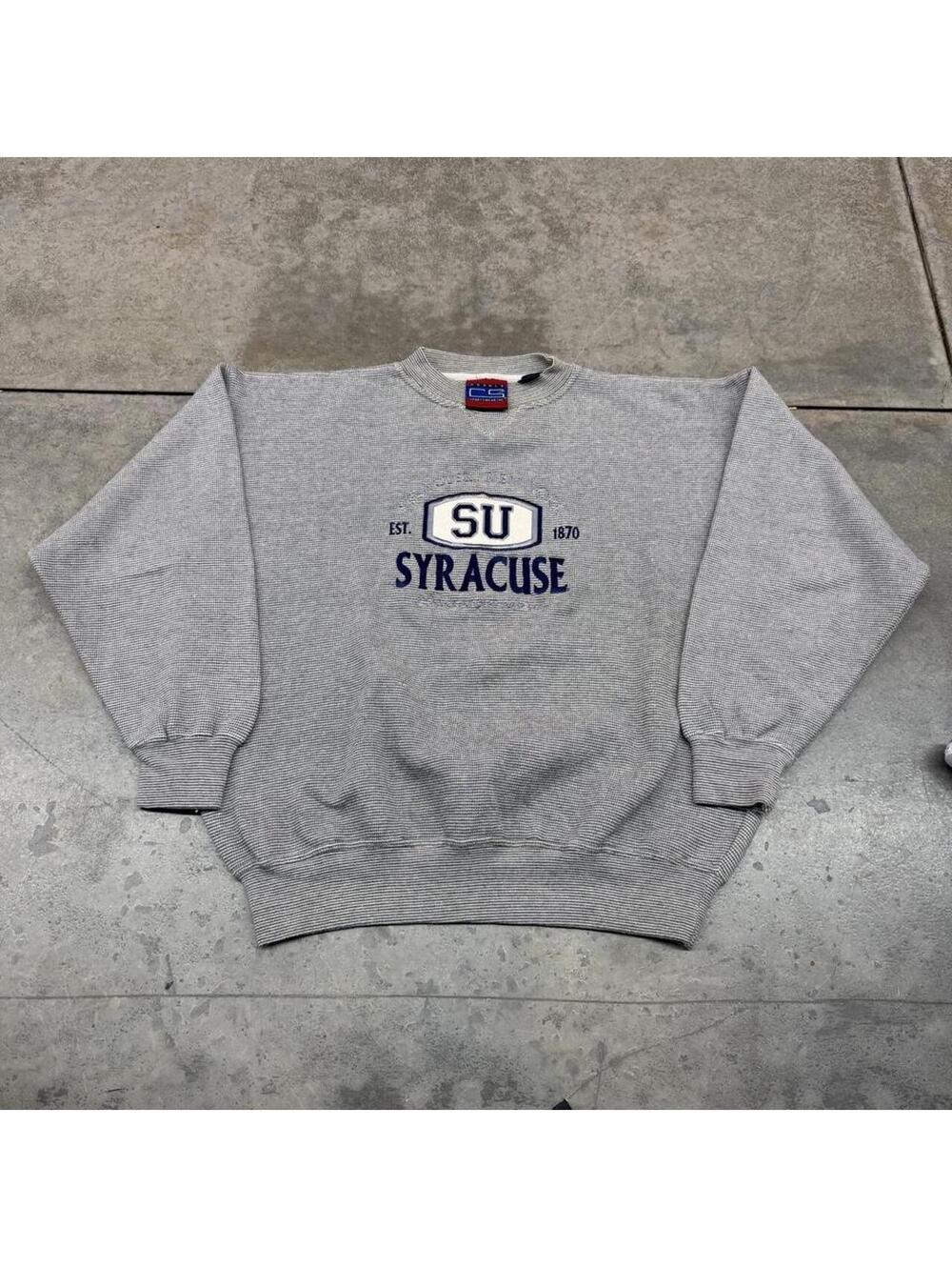 vintage syracuse university collegiate grey and navy crewneck size medium